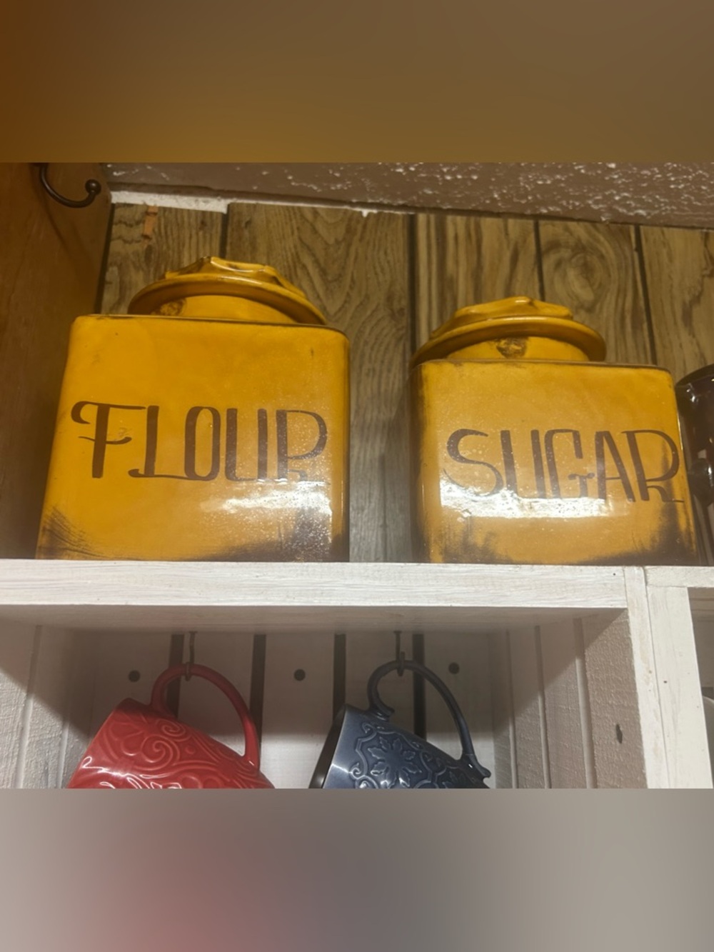 Vintage-Style Yellow Flour & Sugar Canister Set